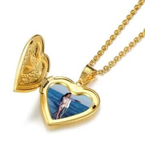 Gold Plated Heart Locket Necklace Women's Valentine's Christmas Birthday Gift